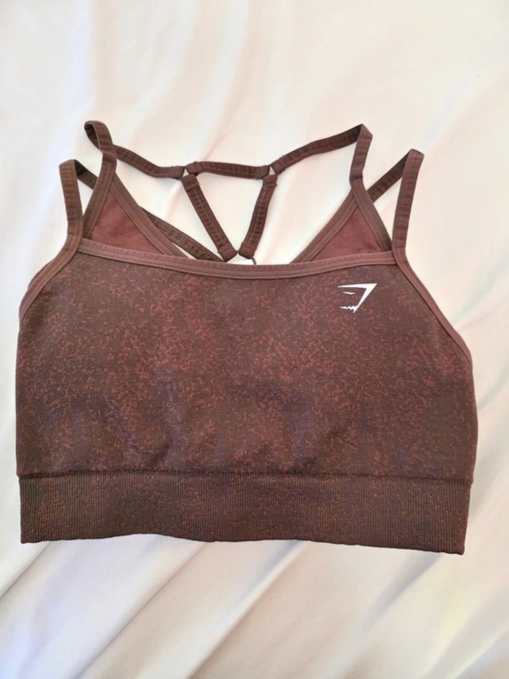 Gymshark Adapt Fleck Seamless Sports Bra in Chocolate Brown/Pomegranate Red